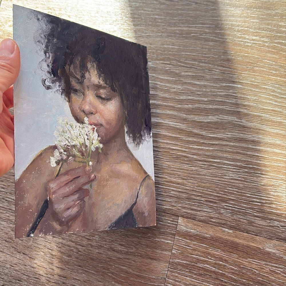 Oil painting- girl with flower - Picture 10 of 10
